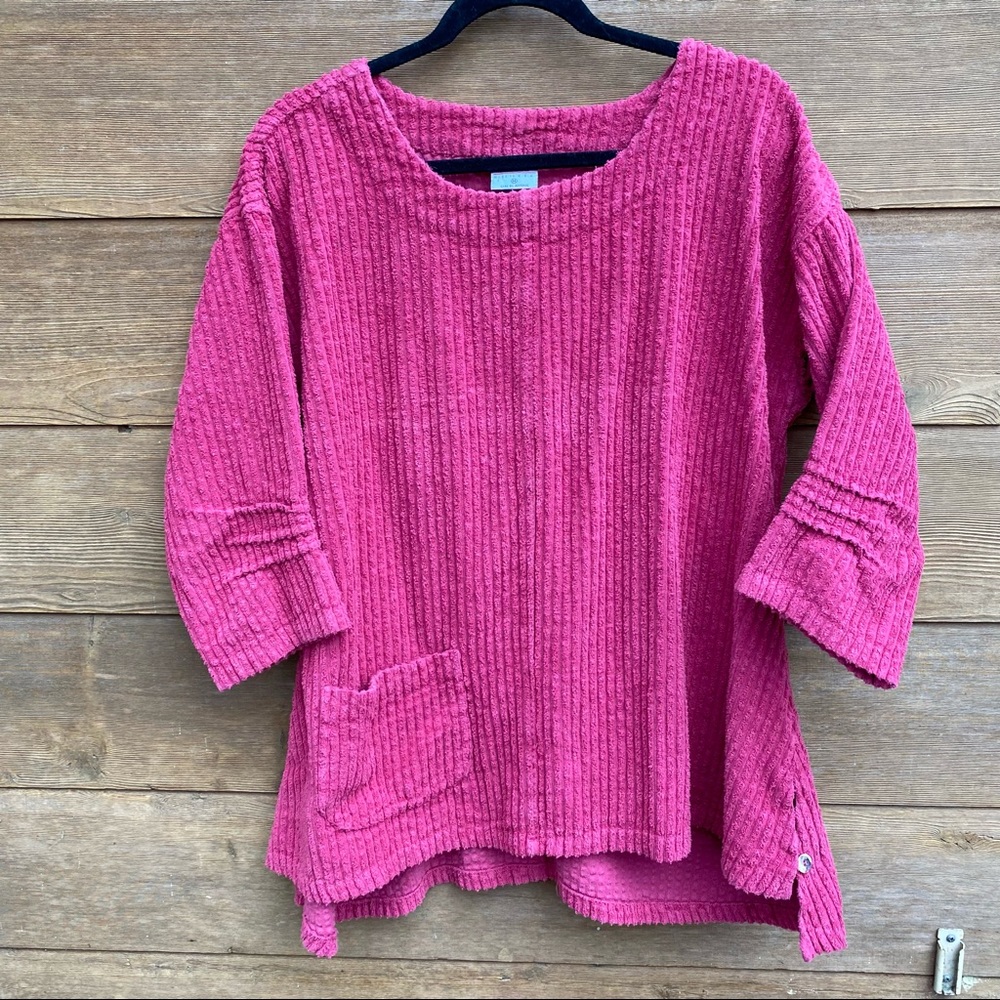 Vintage Color Me Cotton Red Ribbed Tunic Top